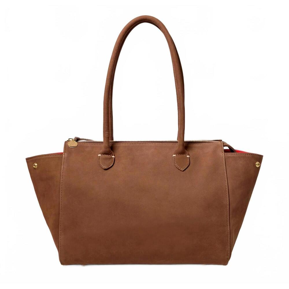 NEW CLARE V. beatrice nubuck leather tote bag in choco bar